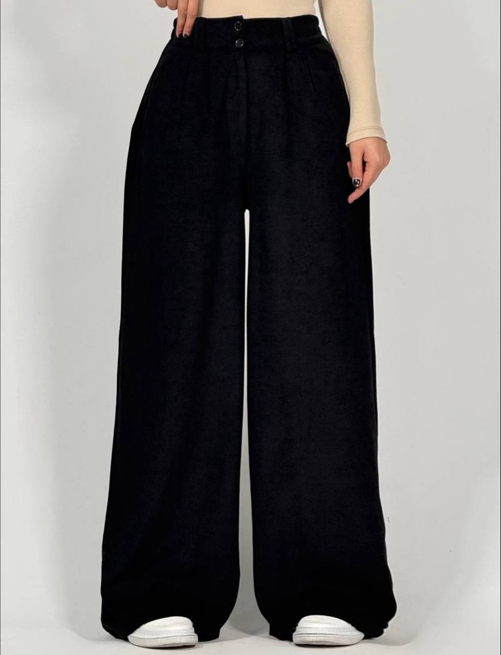 سروال واسع راقي بخامة قطنية مريحة